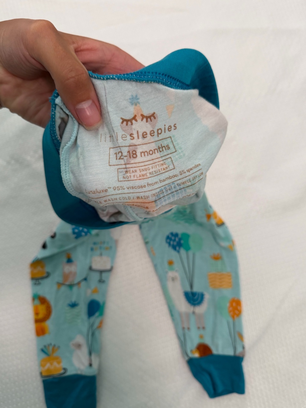 Little Sleepies Blue Party Animals Two Piece Pajama Set 12-18 Months - Picture 8 of 9